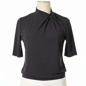 Worthington Women's Size XS Black 3/4 Sleeve Stretchy Mock Twist Neck Top